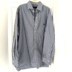 Polo Ralph Lauren pony logo mens shirt 18 34-35 XL blue/navy/white check gingham